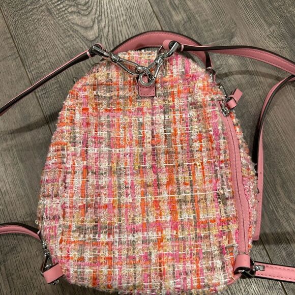 Kate Spade Briar Lane Quilted Tweed Mini Convertible Backpack Pink - Picture 5 of 10